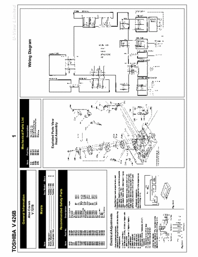 Toshiba V 426B Schema Elettrico - Parti Meccaniche